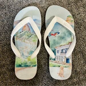 Havaianas Custom Print Flip Flops with White Straps from Brazil
